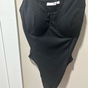 SO Black Ribbed bodysuit